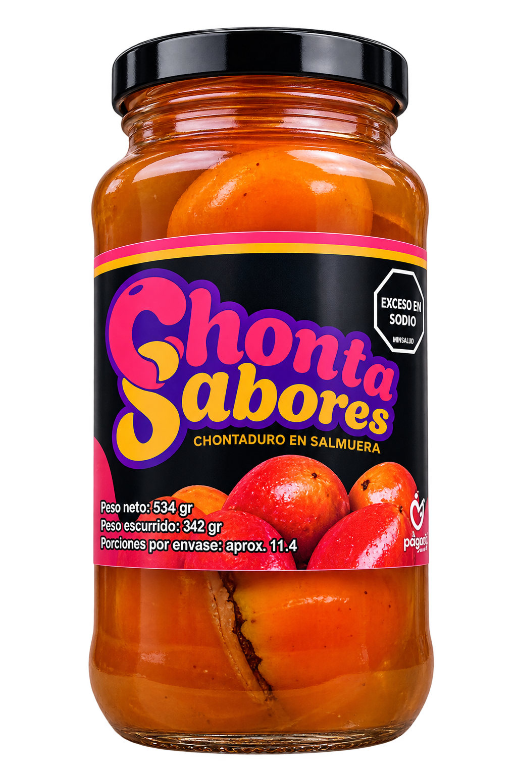 Frasco de chontaduro en salmuera